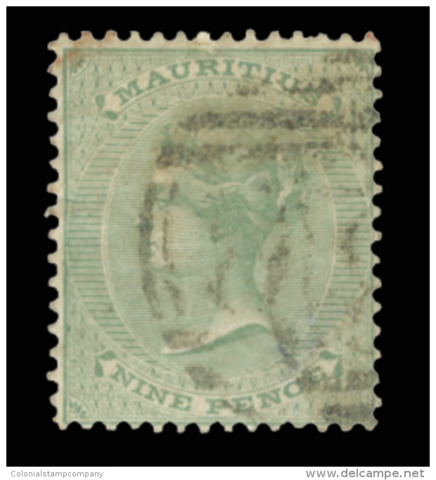 O        38 (66) 1872 9d Yellow-green Q Victoria^, Wmkd CC, Perf 14, Exceptionally Difficult And Undercatalogued,... - Maurice (...-1967)