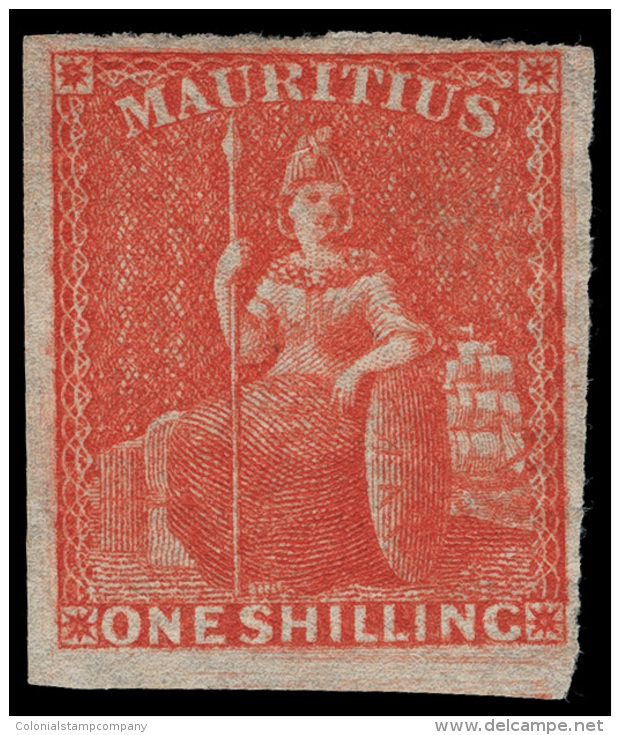 *        19 (34) 1859-61 1' Vermilion Britannia^, Imperf, Four Margins, Unused, F-VF, With BPA Certificate Scott... - Maurice (...-1967)