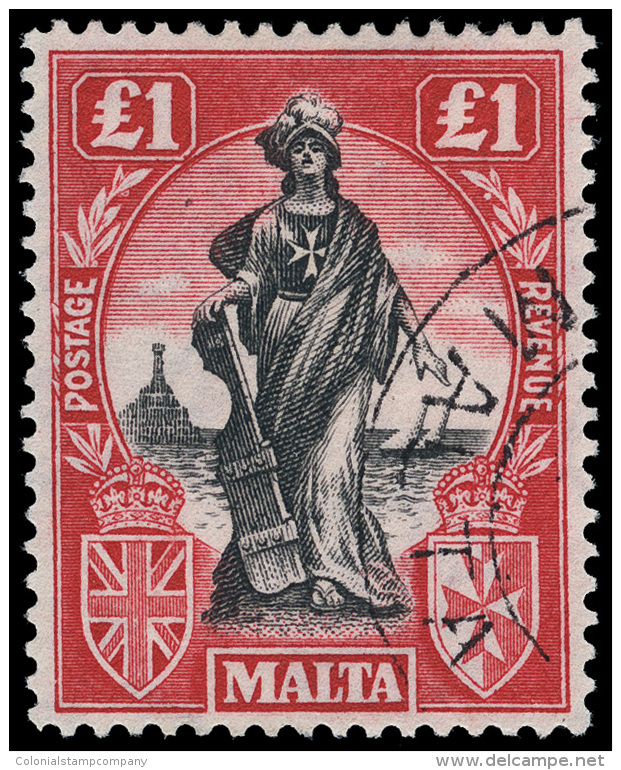O        98-114 (123-40) 1922-26 &frac14;d-&pound;1 Malta Allegories^, Wmkd Script CA, Perf 14, Cplt (17), Several... - Malte (...-1964)
