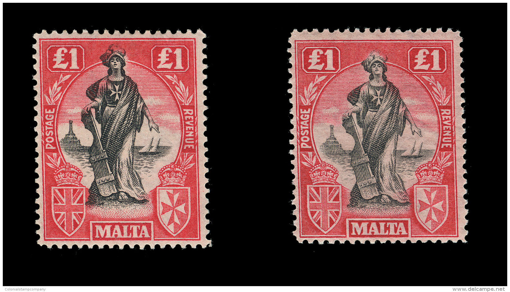 *        98-114, 98 Var, 105a, 114a (123-40, 123a, 130a) 1922-26 &frac14;d-&pound;1 Malta Allegories^, Wmkd Script... - Malta (...-1964)