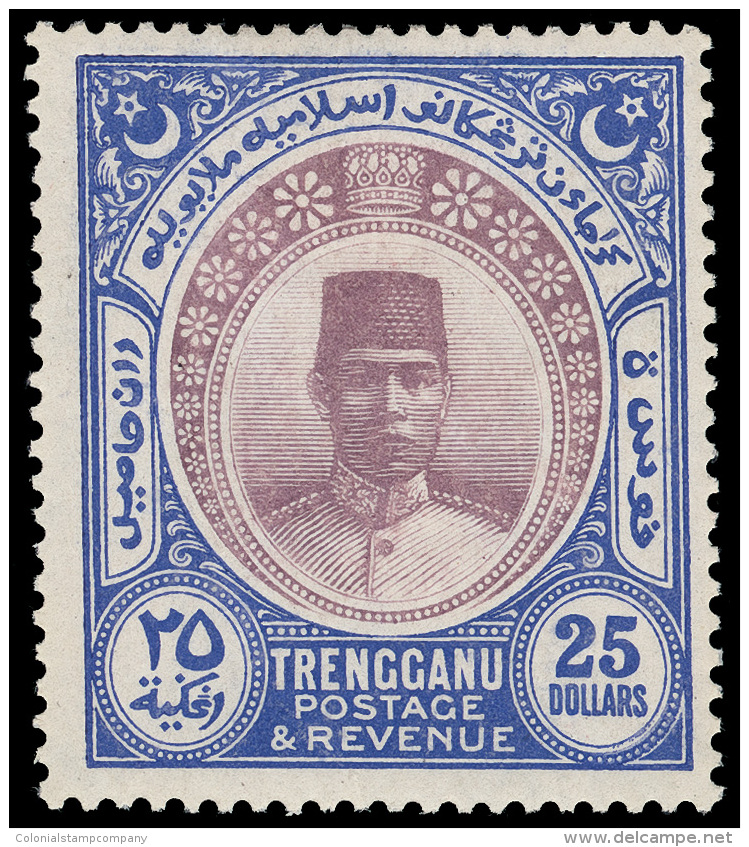 *        39 (45) 1921-41 $25 Purple And Blue Sultan Suleiman^ On Chalk-surfaced Paper, Wmkd Script CA, Perf 14,... - Trengganu
