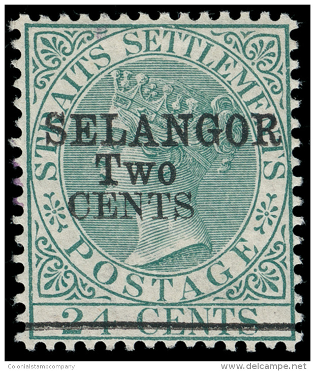 *        19-23 (44-48) 1891 2&cent; On 24&cent; Green Q Victoria^ Of Straits Settlements Surcharged SG Types 35-39,... - Selangor