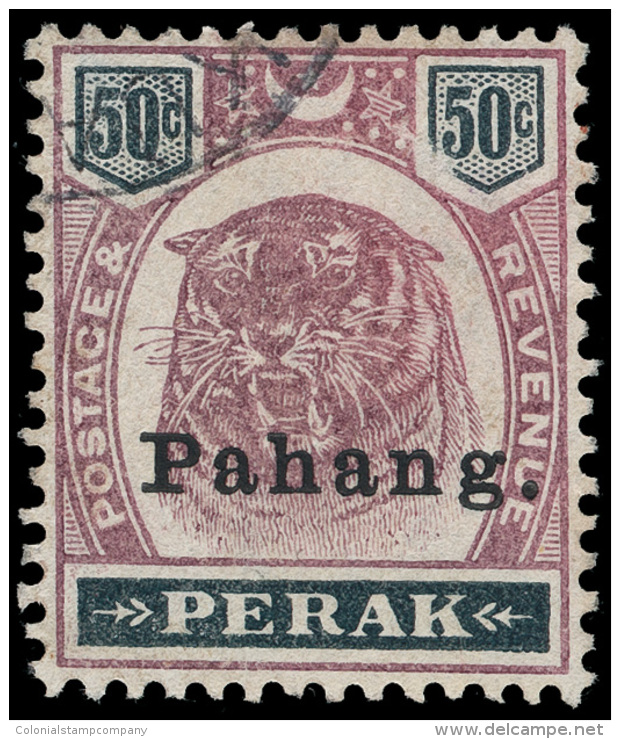 O        18A (21) 1898 50&cent; Dull Purple And Greenish Black Tiger Of Perak^, Overprinted "Pahang." SG Type 11,... - Pahang