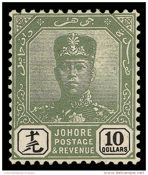 *        101-22 (103-25) 1922-40 1&cent;-$10 Sultan Ibrahim^, Wmkd Script CA, Perf 14, Cplt (23), OG,HR, F-VF Scott... - Johore