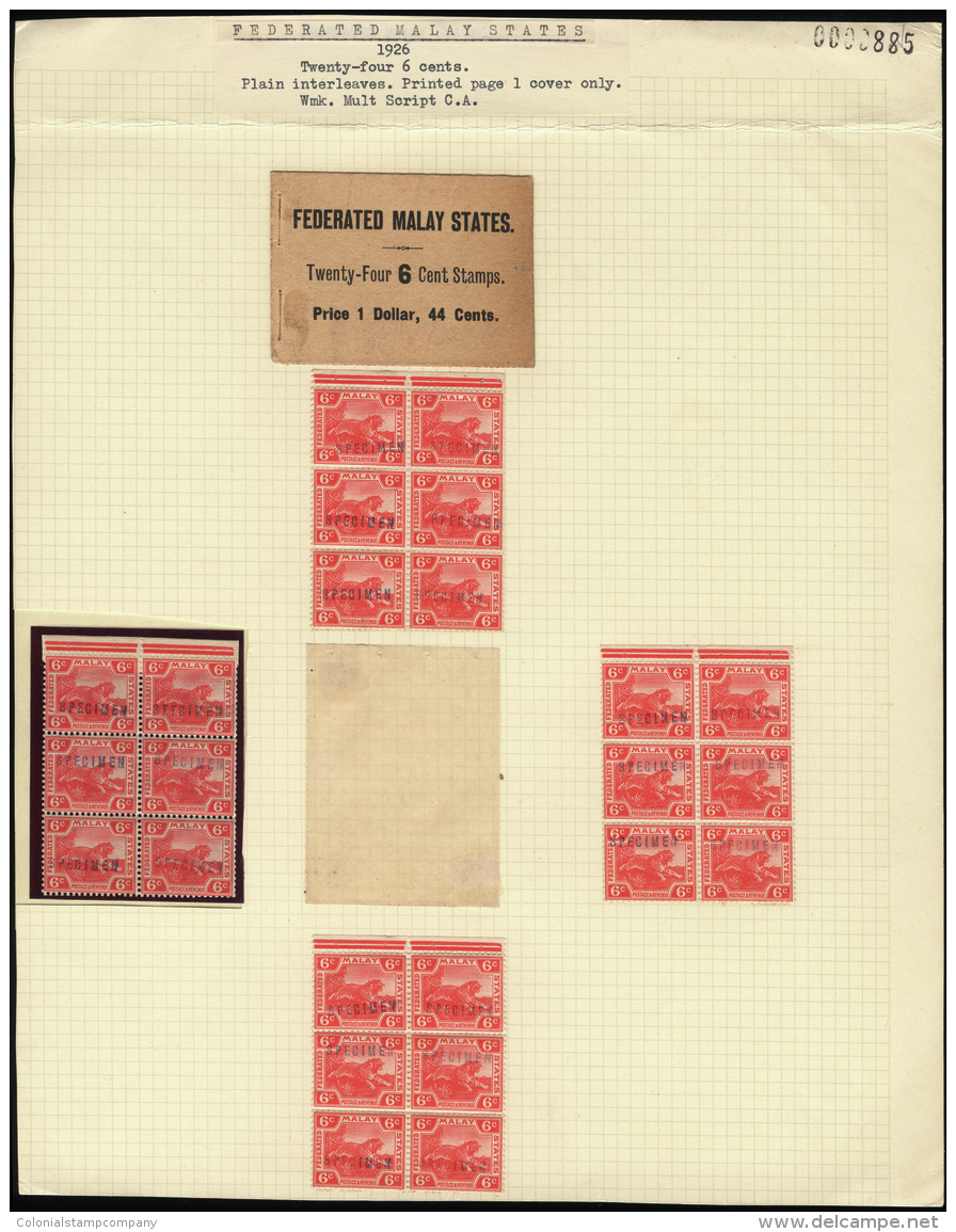 S/[+]    61 Var (SB10s, 64s Var)  1926 $1.44 Stamp Booklet, Exploded, With Cover And  Including All Four Original... - Federated Malay States