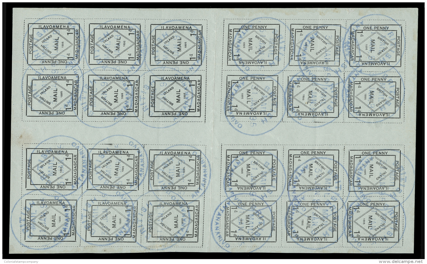 O/[+]    (51) 1895 1d Black On Blue-grey British Inland Mail^, Local Typeset Printing, Complete Sheet Of 24 (in... - Autres & Non Classés