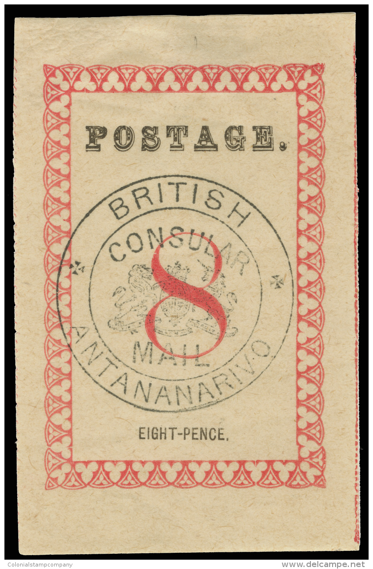 *        52 (26) 1886 8d Rose, Black British Consular Mail Seal, Type I^ (stops After "Postage" And Value), OG, LH,... - Other & Unclassified
