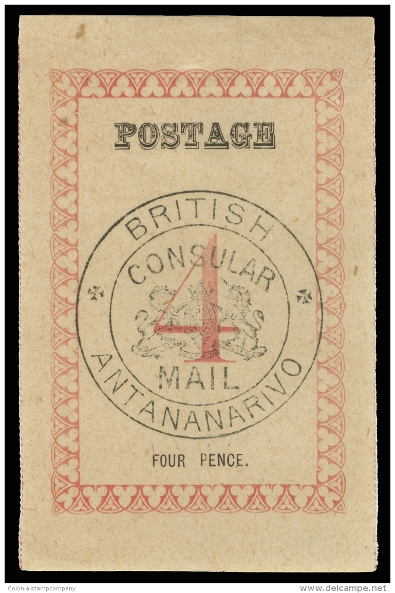 *        49 (43) 1886 4d Rose, Black British Consular Mail Seal^, Type III ("POSTAGE" 24&frac12;mm, No Stop, But... - Other & Unclassified
