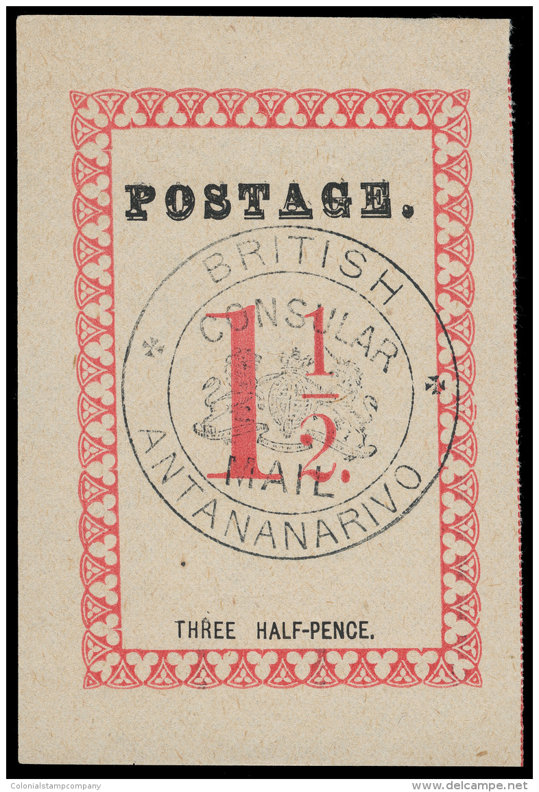 *        46 (22) 1886 1&frac12;d Rose, Black British Consular Mail Seal^, Type I (stops After "POSTAGE" And Value),... - Autres & Non Classés