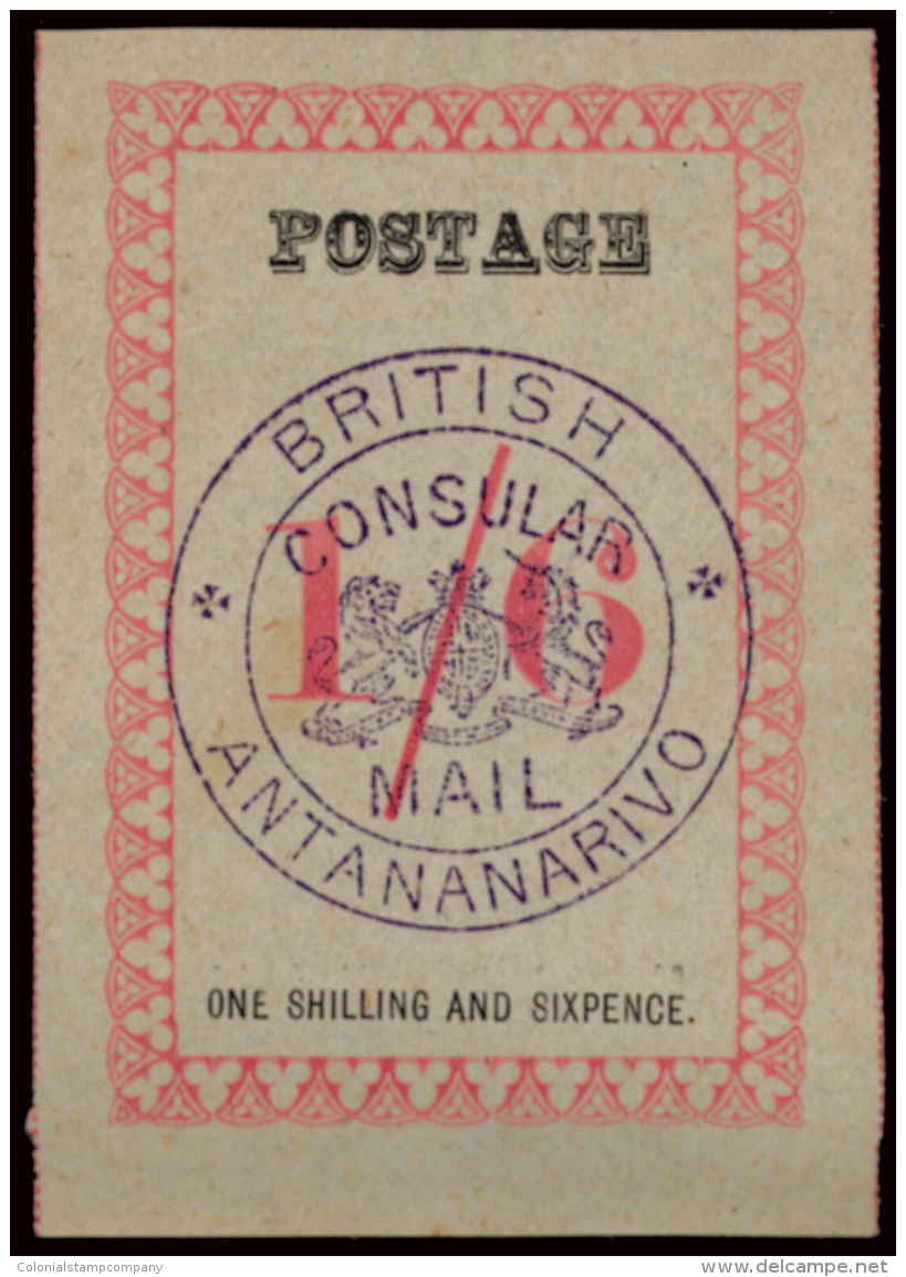 *        43 (46b) 1886 1'6d Rose, Violet British Consular Mail Seal^, Type III, Pos 2 Or 3, Scarce, OG, SUPERB... - Autres & Non Classés