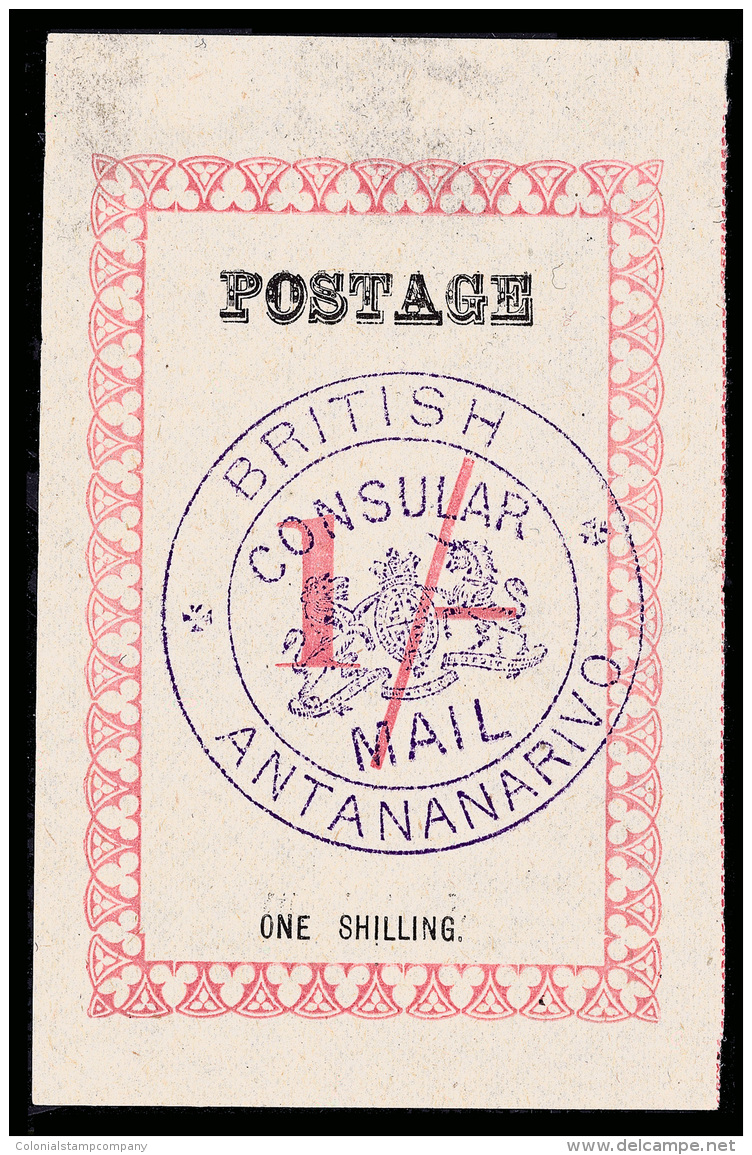*        42 (45b) 1886 1' Rose, Violet British Consular Mail Seal^, Type III, Sound, Very Rare, SUPERB &hellip;Net... - Autres & Non Classés