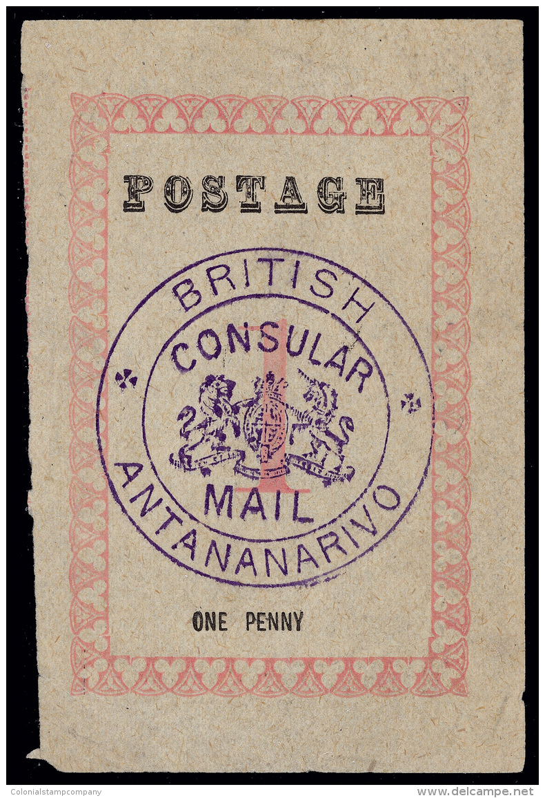 *        33 (33b) 1886 1d Rose, Violet British Consular Mail^ Seal, Type II, Sound, Toned, Part OG, F-VF Scott... - Autres & Non Classés