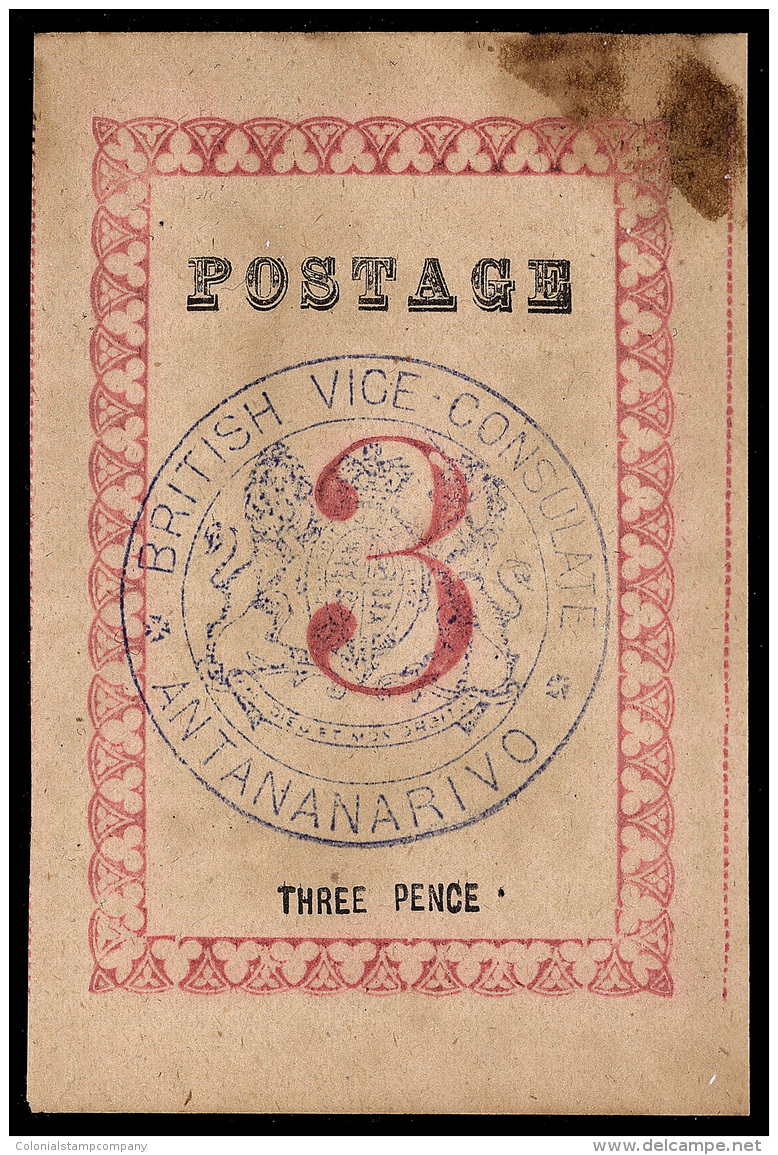 *        19a (30) 1886 3d Rose, Violet Vice-Consulate Seal^, Type II (no Stop After "Postage"), Sound, Brownish... - Autres & Non Classés