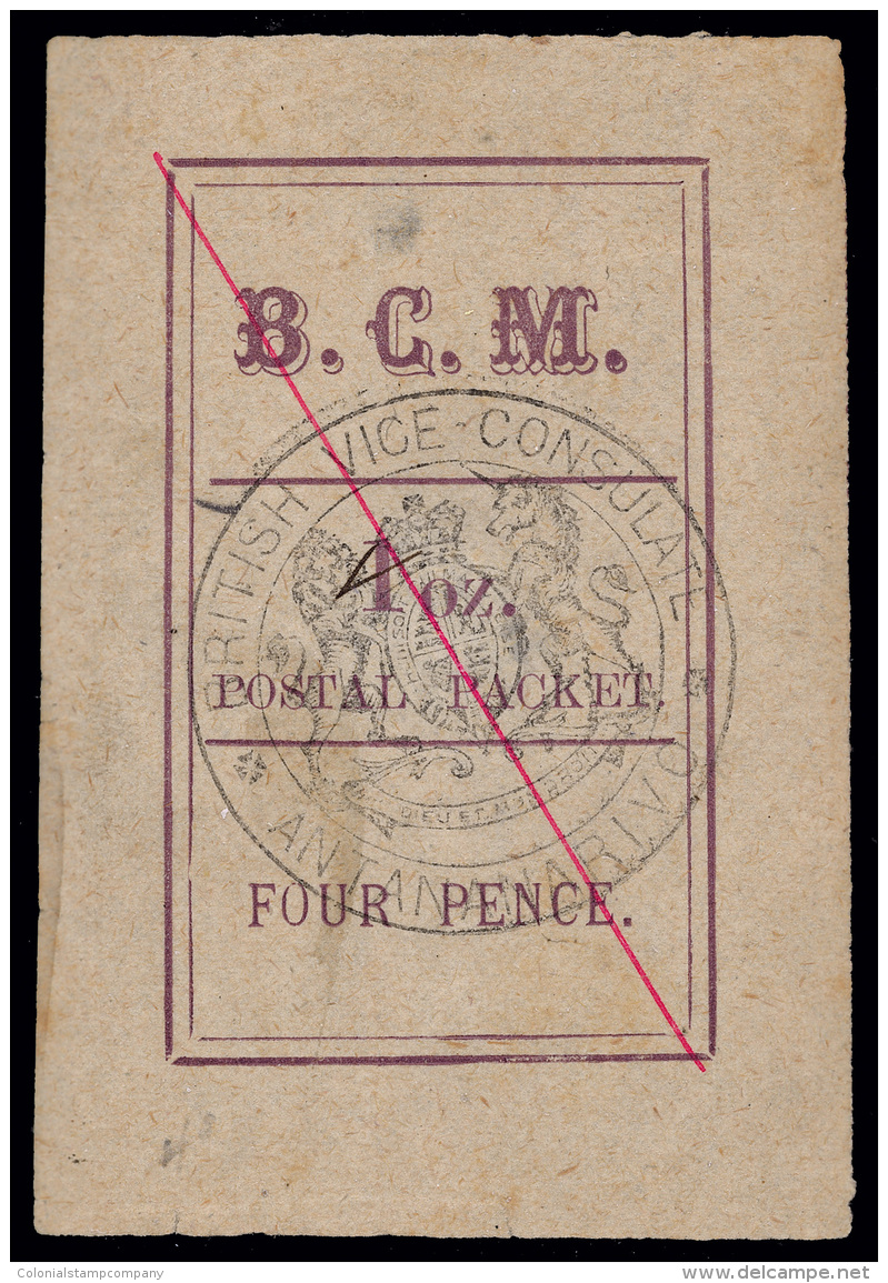 *        4a (8) 1884 4d Magenta B.C.M.^, Black Handstamp, 1 Oz Corrected To 4 Oz In Manuscript, With Red Diagonal... - Other & Unclassified