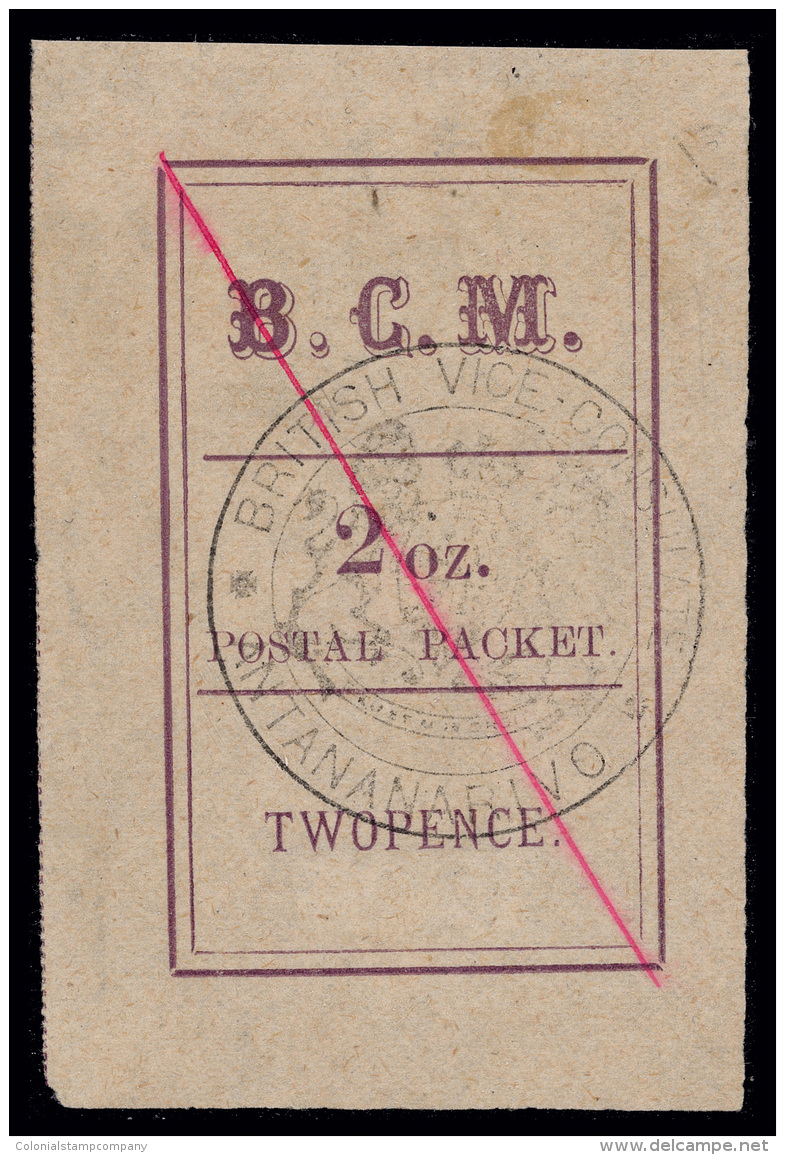 *        2 (6) 1884 2d Magenta B.C.M.^, Black Handstamp, Pos 4, Hollow Stop After "B", With Diagonal Red Control... - Andere & Zonder Classificatie