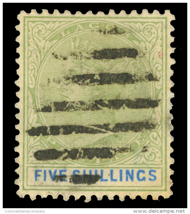 O        36 (40) 1887 5' Green And Blue Q Victoria^, Wmkd CA, Perf 14, Sizeably Undercatalogued Used As The Ratio... - Nigeria (...-1960)