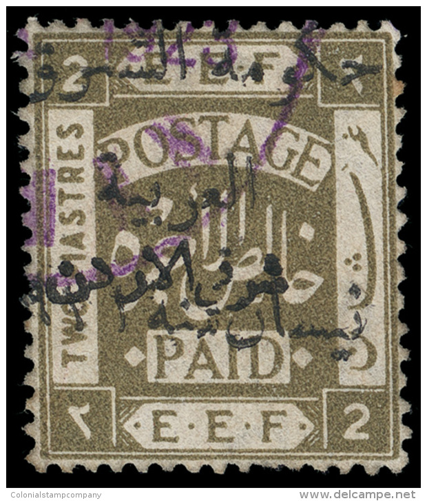 O        59a (59b) 1923 2p Olive Of Palestine, VARIETY - Black Arab Government Of The East Handstamp^ SG Type 5,... - Jordanien
