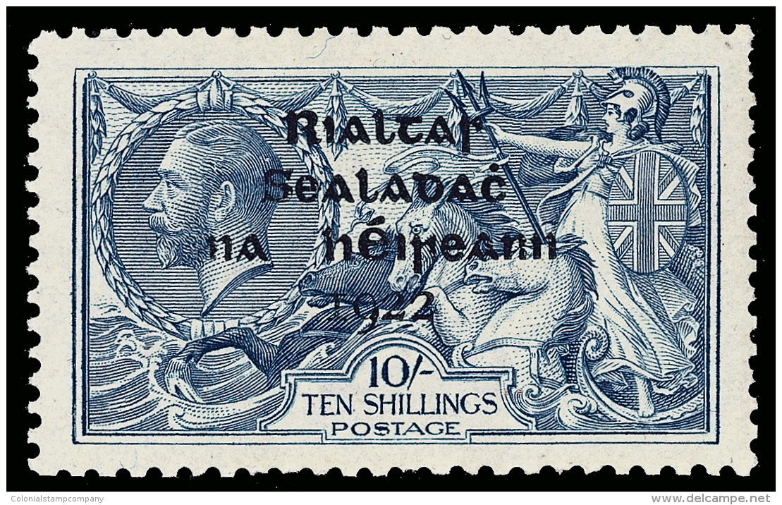 *        38 (46) 1922 10' Dull Grey-blue K George V Sea Horses^ Of Great Britain With Thom Overprint SG Type 3, OG,... - Neufs