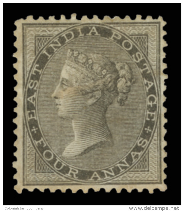*        9 (35) 1855 4a Black On Blue Glazed Paper Q Victoria^, Unwmkd, Perf 14, Very Well Centered, Scarce And... - 1854 Compagnie Des Indes
