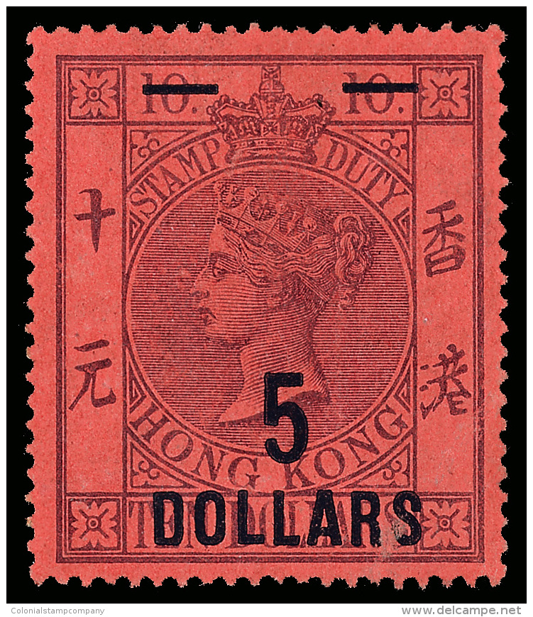 *        60 (F9) 1891 $5 On $10 Purple On Red Q Victoria Postal Fiscal^ With SG Type F6 Surcharge, Wmkd CA, Perf... - Timbres Fiscaux-postaux