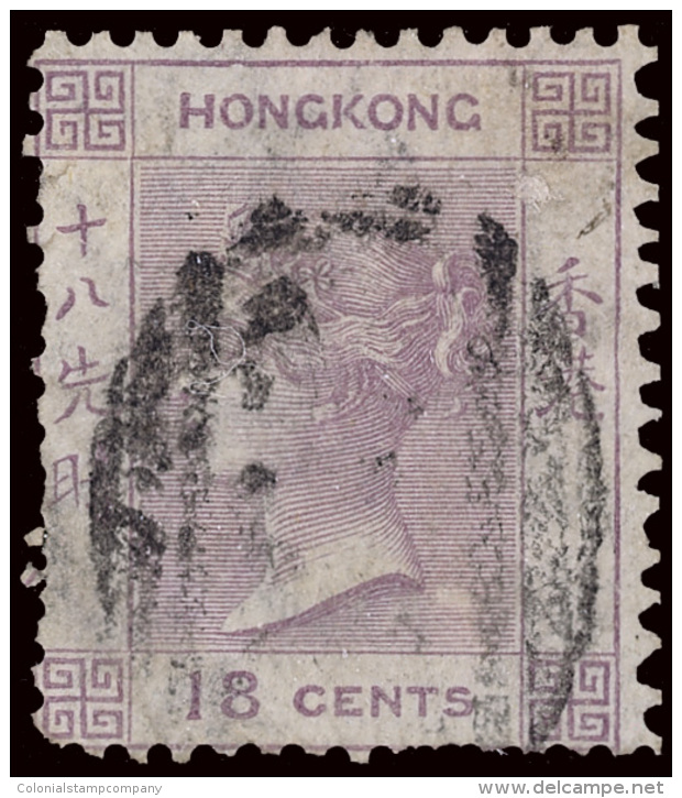 O        17 (13) 1866 18&cent; Lilac Q Victoria^, Wmkd CC, Perf 14, Black "B62" Grid Cancel, F-VF Scott Retail... - Oblitérés