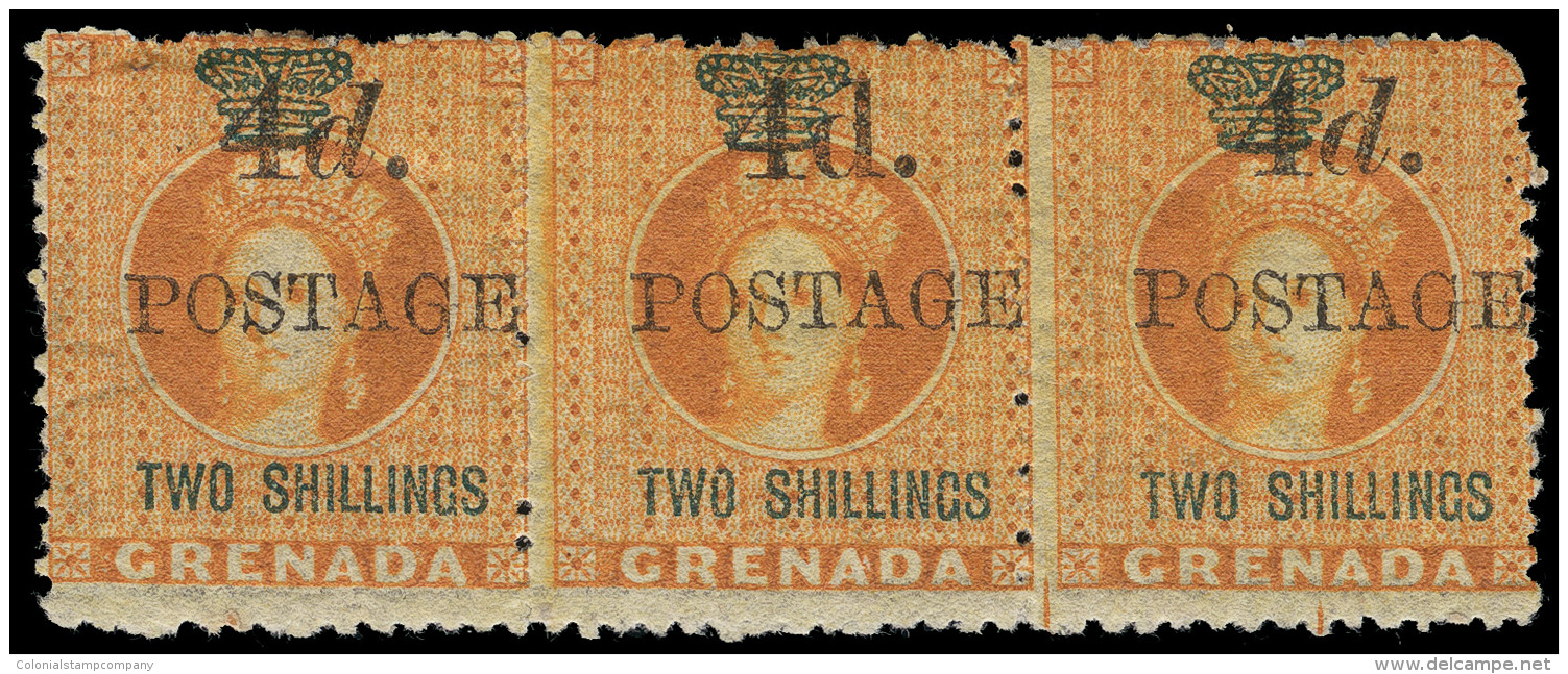 *        33, 32 (41a, 41) 1888-91 4d On 2' Orange Q Victoria^ Revenue Stamp, Wmkd CC, Perf 14, Surcharged "4d... - Grenade (...-1974)