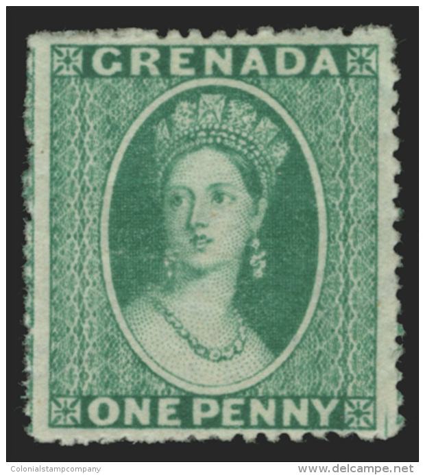 *        5Bc (16) 1878 1d Green Q Victoria^, Wmkd Small Star (sideways), Intermediate Perf 15, OG, VLH, VF Scott... - Grenade (...-1974)