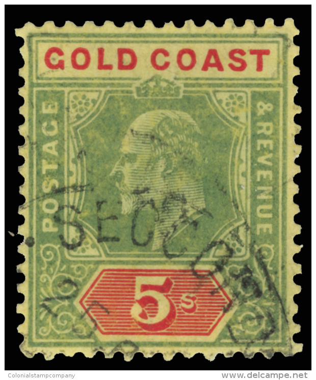 O        65 (68) 1913 5' Green And Red On Yellow K Edward VII^ On Chalk-surfaced Paper, Wmkd MCA, Perf 14,... - Côte D'Or (...-1957)