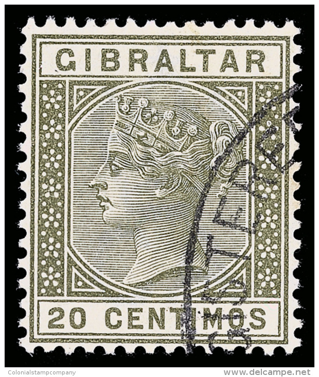 O        31 (25) 1896 20c Olive-green Q Victoria^, Wmkd CA, Perf 14, Very Elusive And Considerably Undercatalogued... - Gibraltar