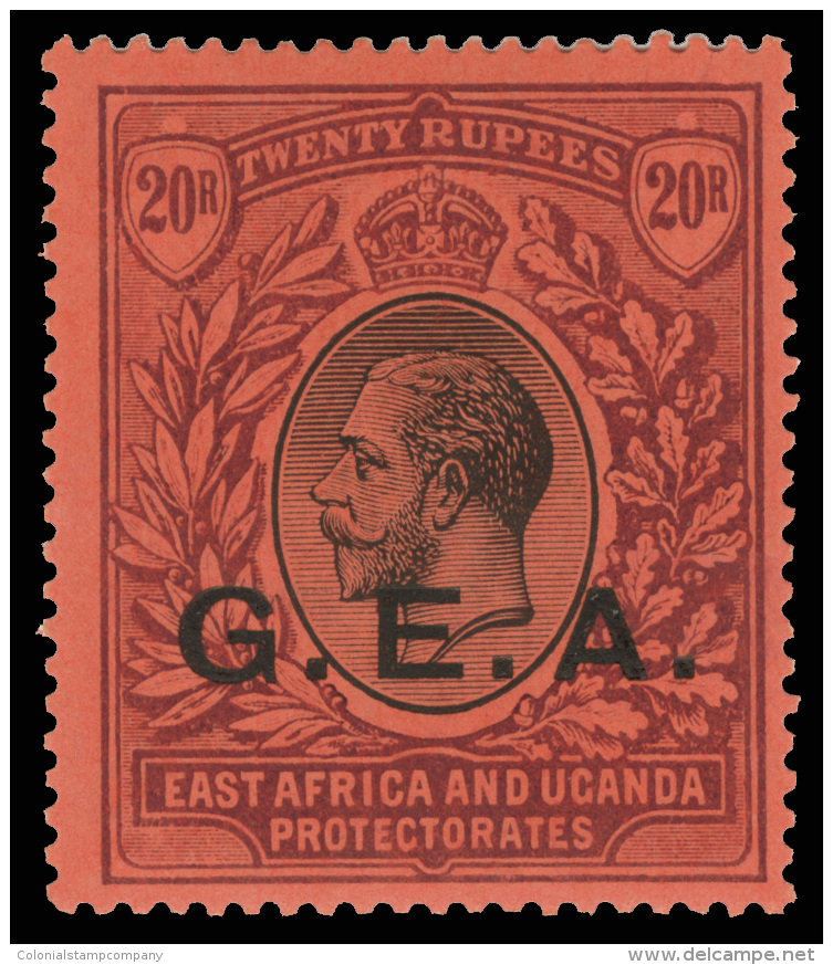 *        N121 (61) 1917 20R Black And Purple On Red K George V^ Of East Africa And Uganda Overprinted "G.E.A.",... - Afrique Orientale