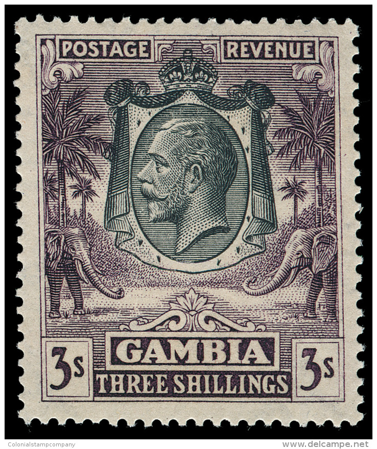 *        117a (139) 1928 3' Slate-purple K George V^ And Elephant, Wmkd Script CA, Comb Perf 13.8 X 13.7, Scarce,... - Gambie (...-1964)