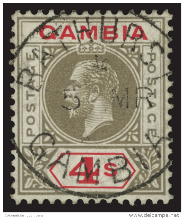 O        96 (117) 1922 4' Black And Red K George V^ On Chalk-surfaced Paper, Wmkd Script CA, Perf 14, Quite Scarce... - Gambie (...-1964)