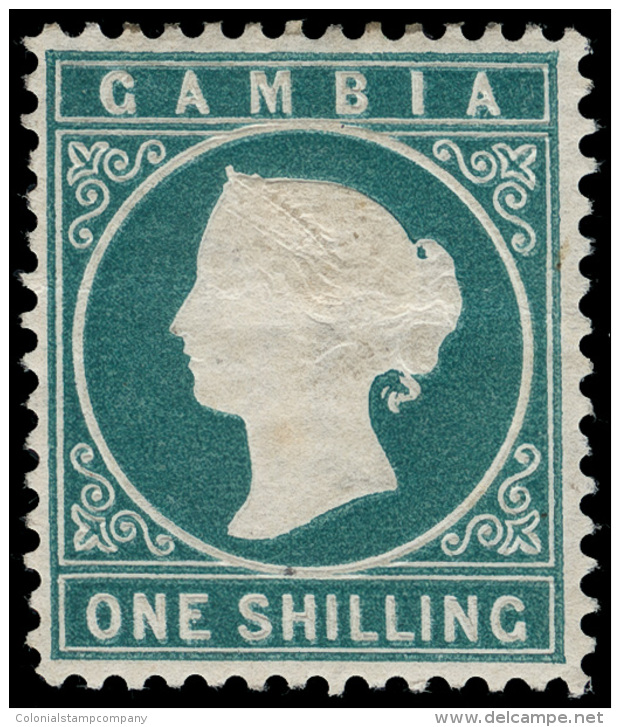 *        11a Var Footnoted (20A) 1880 1' Deep Green Q Victoria^, Wmkd CC Sideways, Perf 14, A Key Stamp Of Gambia,... - Gambie (...-1964)
