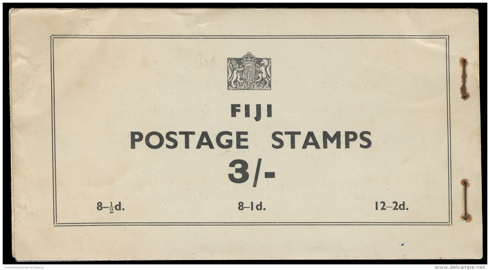 **       (SB3a) 1940 3' Black On Pale Greenish Buff K George VI Complete Booklet^, VARIETY - With 4 Advertising... - Fidji (...-1970)