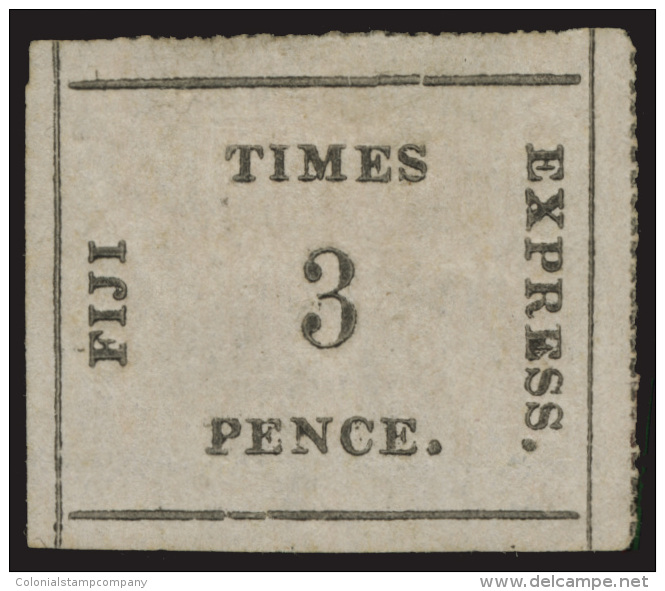 *        7 (6) 1871 3d Black On Rose Fiji Times Express^ On Laid Batonne Paper (thin, Vertically Ribbed),... - Fidji (...-1970)