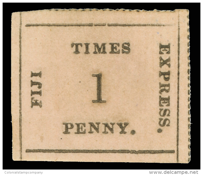 *        6 (5) 1871 1d Black On Rose Fiji Times Express On Laid Batonne Paper^ (thin, Vertically Ribbed), Only 2400... - Fidji (...-1970)