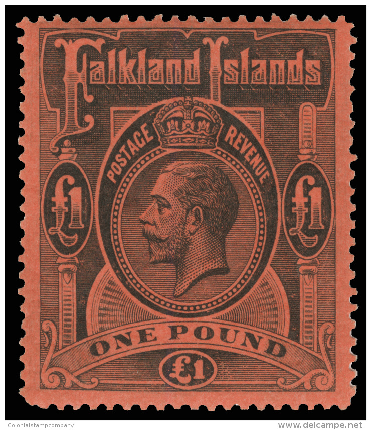 *        30-40 (60-69, 67b) 1912-20 &frac12;d-&pound;1 K George V^, Wmkd MCA, Cplt (11), OG, VLH, F-VF Scott Retail... - Falkland