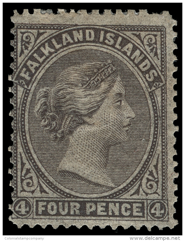 *        2 (2) 1879 4d Grey-black Q Victoria^, Unwmkd, Perf 14, 14&frac12;, Scarce Key Value Of The First Issue,... - Falkland