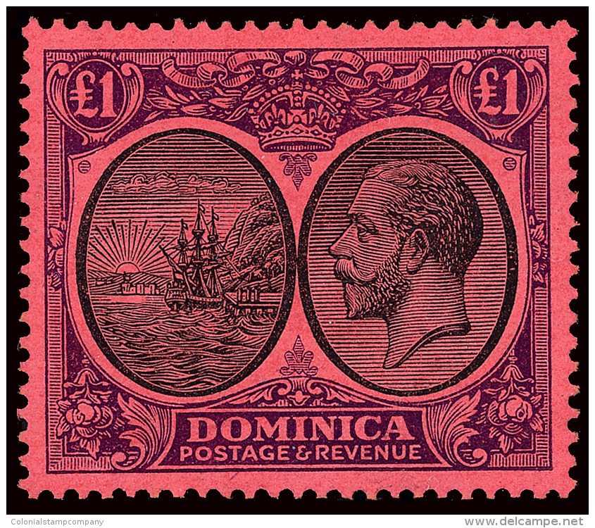 *        85 (91) 1923 &pound;1 Black And Purple On Red K George V^, Perfectly Centered, Vivid Colors, A Choice... - Dominique (...-1978)