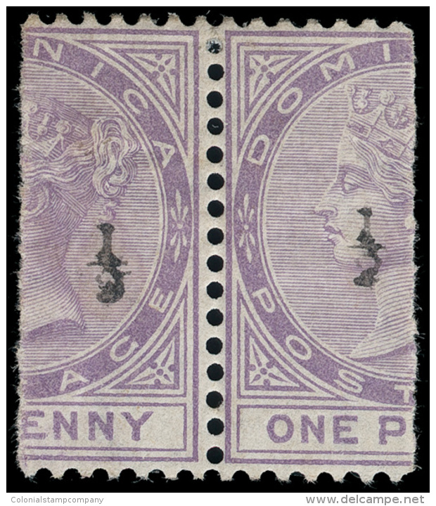 *        10-12 (10-12) 1882-83 &frac12;(d) In Half Of 1d Q Victoria, Cplt (3)^ With All Surcharges, In Red Or... - Dominique (...-1978)