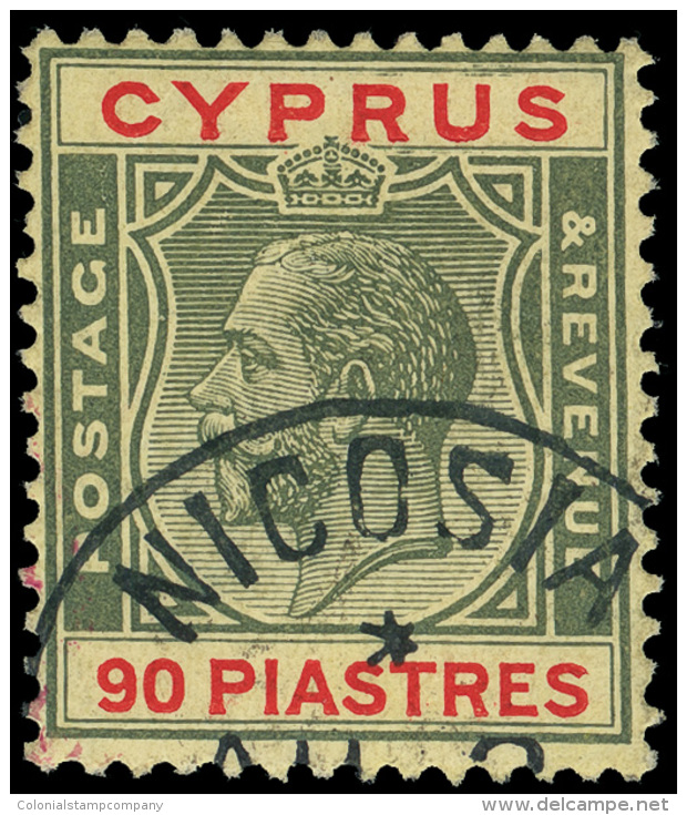 O        89-108 (103-17, 118-22) 1924-28 &frac14;pi-90pi K George V^ On Chalk-surfaced Paper, Wmkd MSCA, Perf 14,... - Chypre (...-1960)