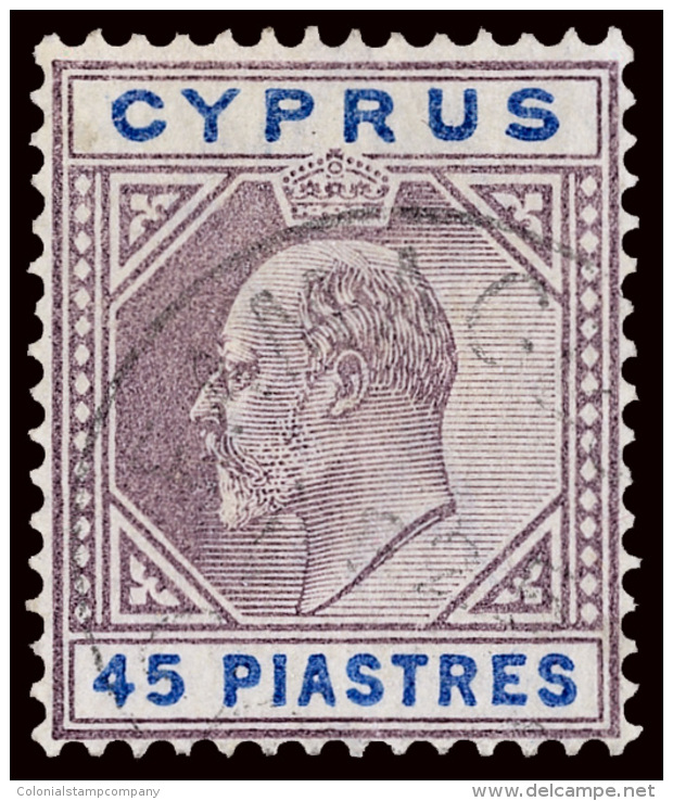 O        38-47 (50-59) 1903 &frac12;pi-45pi K Edward VII^, Wmkd CA, Cplt (10), Only 2640 Printed Of The 45pi, Very... - Chypre (...-1960)