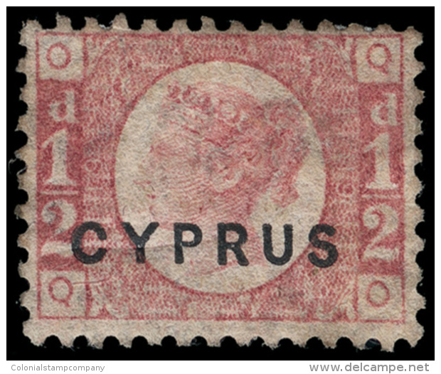*        1 (1) 1880 &frac12;d Rose Q Victoria Of Great Britain^ Overprinted "CYPRUS", Plate 19, Perf 14, Only One... - Chypre (...-1960)