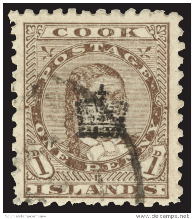 O        26 (22) 1901 1d Brown Queen Makea Takau With Crown Overprint In Black,^ Only 2400 Were Overprinted, Well... - Cook