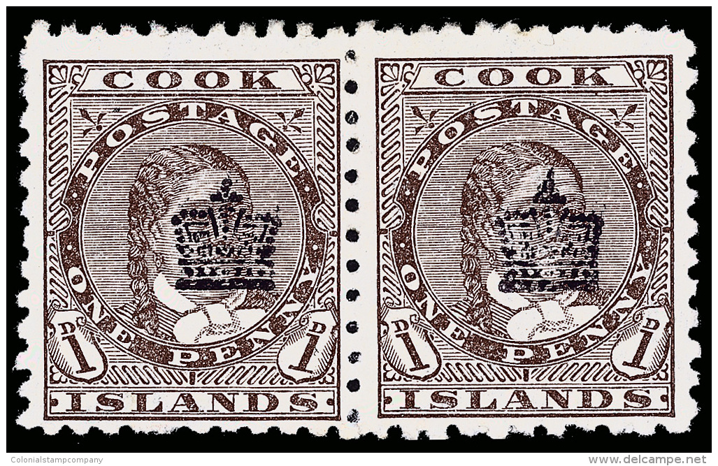 *        26 (22) 1901 1d Brown Queen Makea Takau^ With Crown Overprint In Black, Only 2400 Were Overprinted,... - Cook