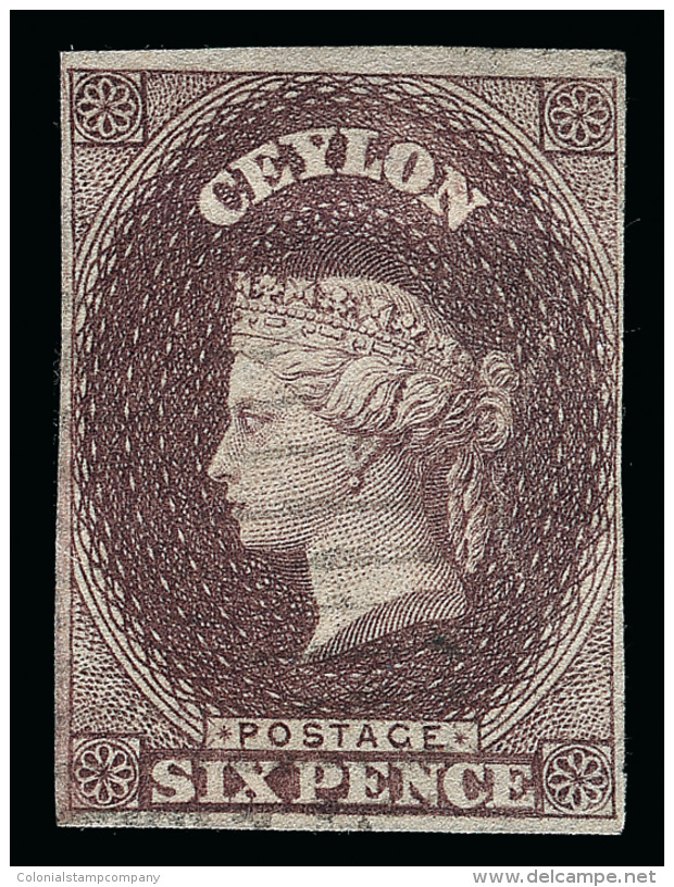 O        7b (6c) 1857 6d Light Brown Q Victoria^ On White Paper, Wmkd Star, Imperf, Four Margins, Lightly Canceled,... - Ceylan (...-1947)