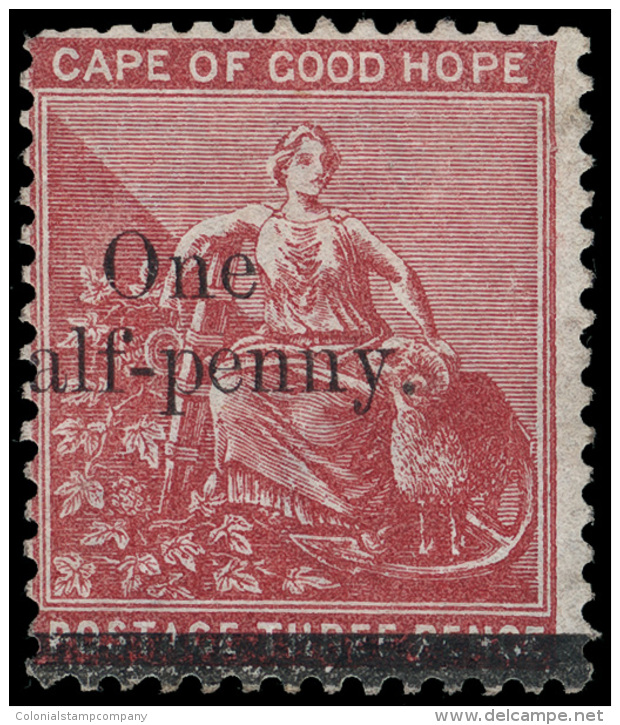 *        39 (46) 1882 &frac12;d On 3d Deep Claret Hope^, Wmkd CC, Perf 14, Surcharged "One Half-penny" SG Type 12... - Cap De Bonne Espérance (1853-1904)