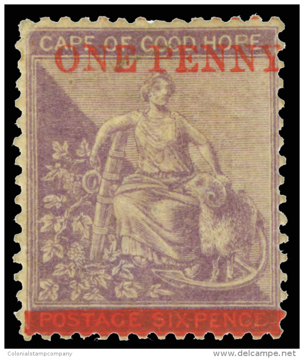 *        21 (32) 1874 1d On 6d Deep Lilac Hope^ Surcharged In Red, Wmkd CC, Perf 14, Scarce Mint As The Majority Of... - Kap Der Guten Hoffnung (1853-1904)