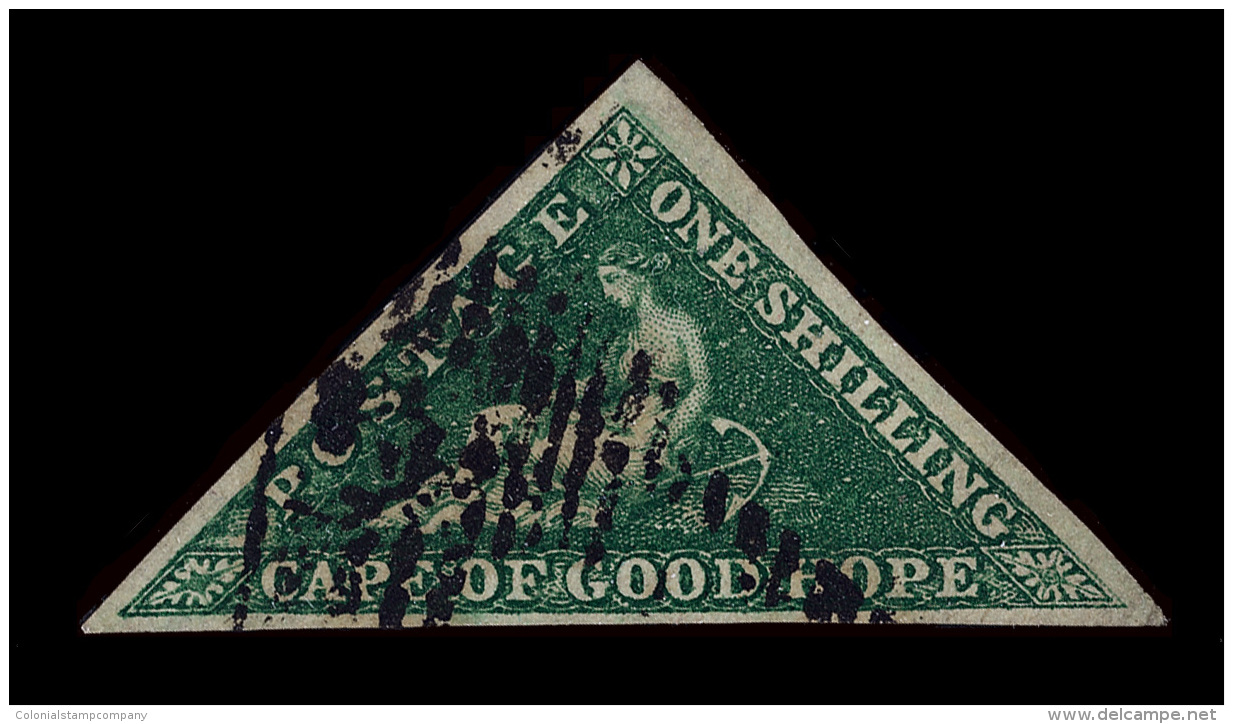 O        6a (8b) 1859 1' Deep Dark Green Cape Triangle^, White Paper, Imperf, Full Margins,  The Cancel Is Clear Of... - Kap Der Guten Hoffnung (1853-1904)