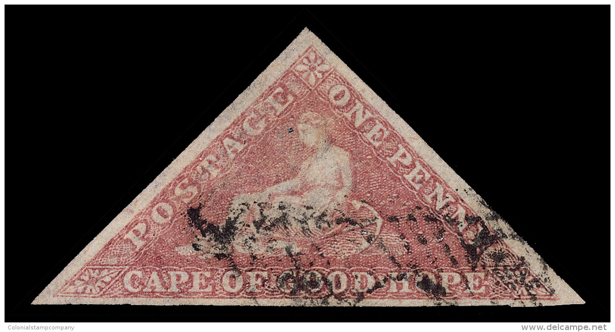 O        3 (5a) 1858 1d Rose Cape Triangle^, White Paper, Imperf, A Pale Shade, Three Large Margins, Lightly... - Cap De Bonne Espérance (1853-1904)